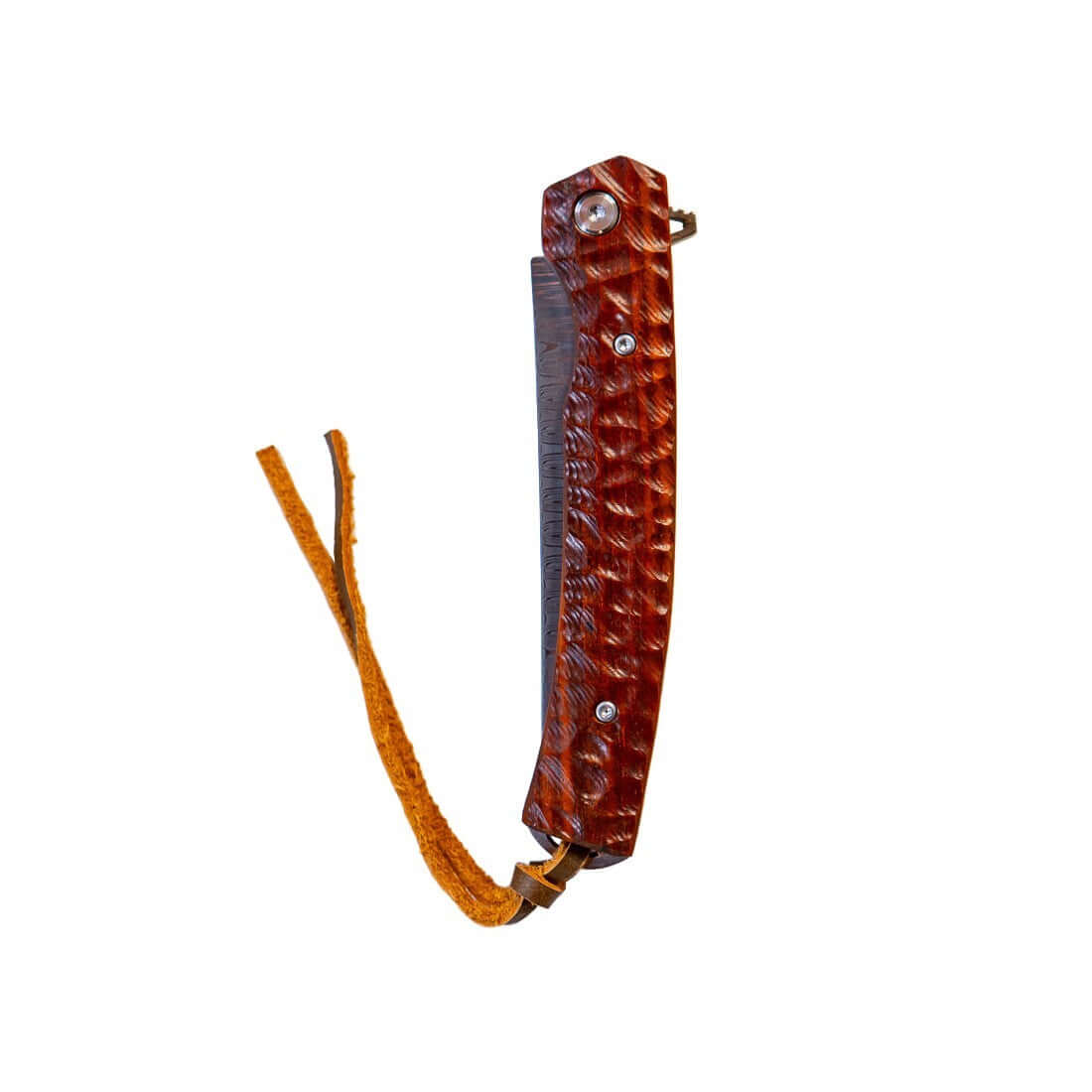 Damascus Flipper Knife Scraped Wood Handle Liner Lock 3.75" Blade 8.2" EDC-$19.99 - MucItUp - ONLY $19.99