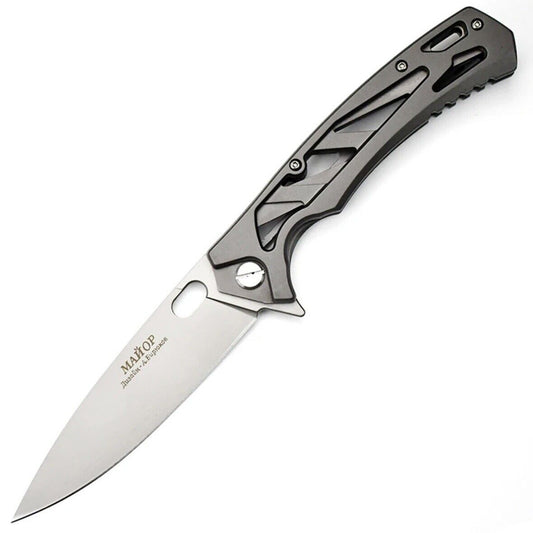 NOKS “Major” Tactical EDC Knife W/Skeletonized Handle - D2 Steel, Titanium Grey-$29.99 - MucItUp - ONLY $29.99