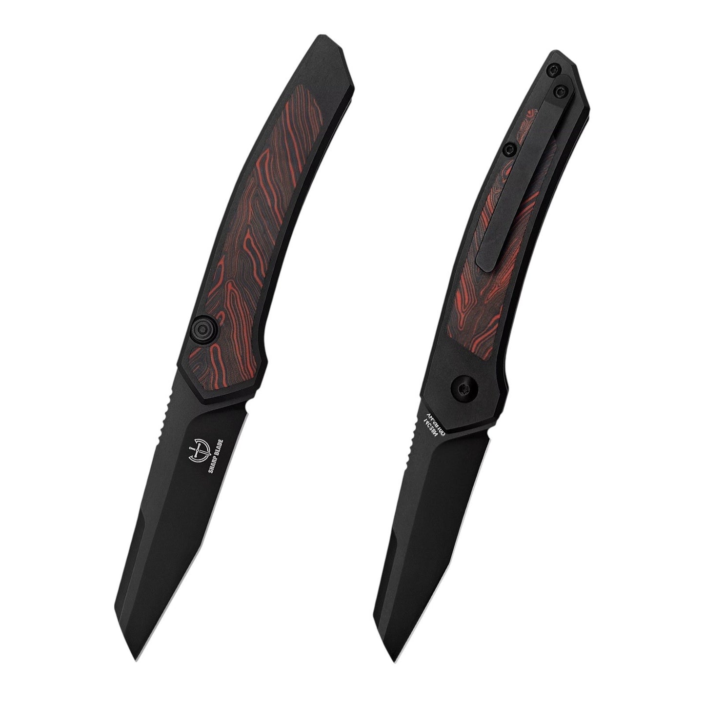 Sharp Blade Viper EDC Folding Knife 9Cr18MoV Black PVD Aluminum Handle
