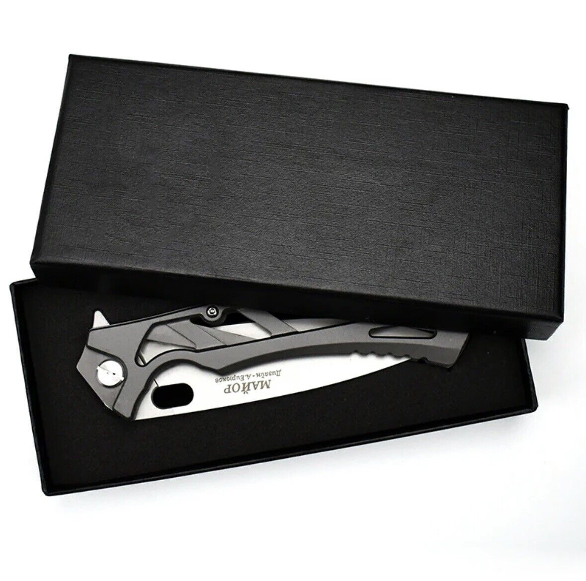 NOKS “Major” Tactical EDC Knife W/Skeletonized Handle - D2 Steel, Titanium Grey - MUCITUP