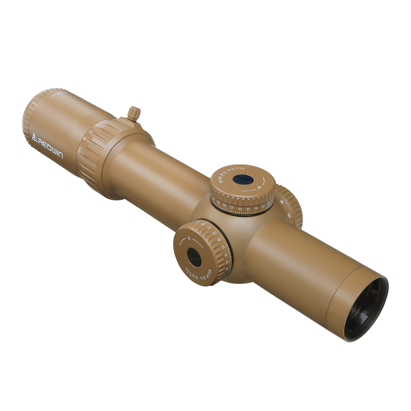 Red Win Whiteeagle 1-10x28 FFP LPVO Scope FDE 34mm Tube 1/4 MOA Motion Sensor
