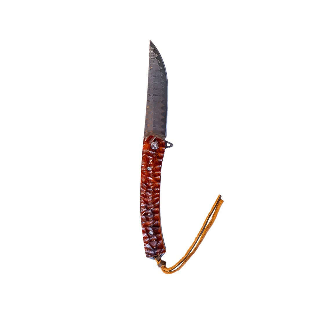 Damascus Flipper Knife Scraped Wood Handle Liner Lock 3.75" Blade 8.2" EDC - Only $19.99 | Rugged. Ready. MucItUp. - ONLY $19.99