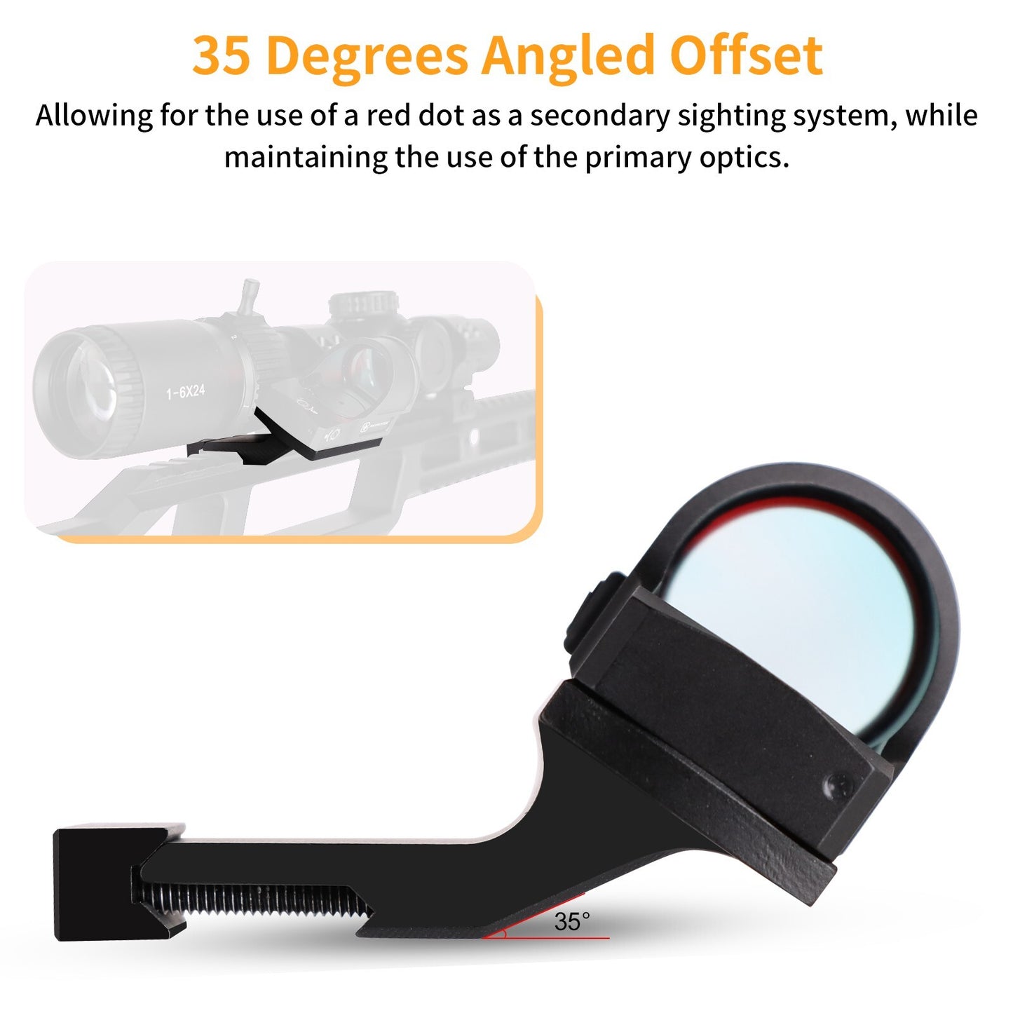 MUCITUP 35° Offset RMR Red Dot Mount 6061-T6 Aluminum Ambi Locking Zero Hold
