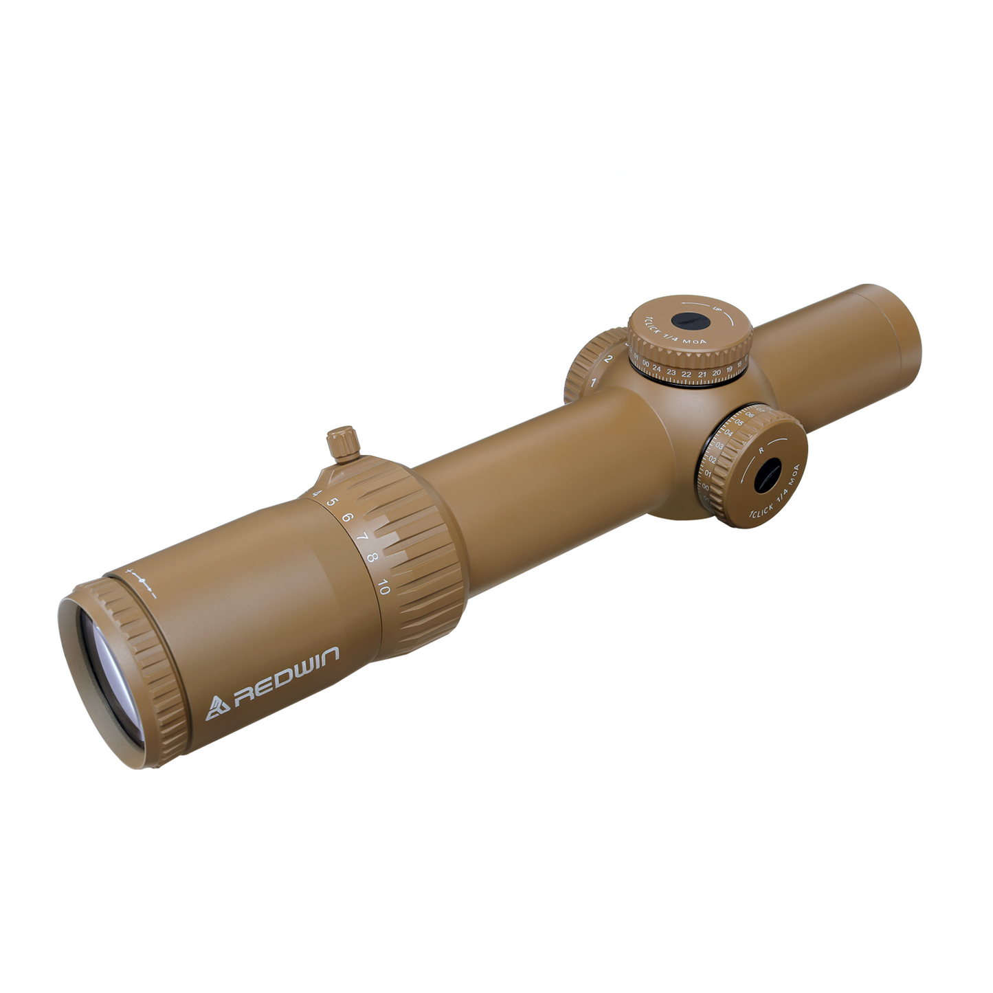 Red Win Whiteeagle 1-10x28 FFP LPVO Scope FDE 34mm Tube 1/4 MOA Motion Sensor