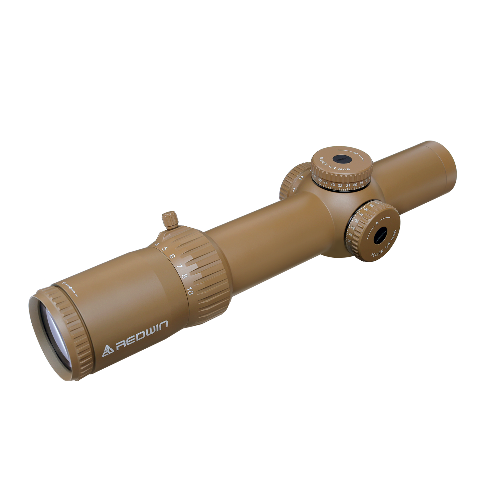 Red Win Whiteeagle 1-10x28 FFP LPVO Scope FDE 34mm Tube 1/4 MOA Motion Sensor