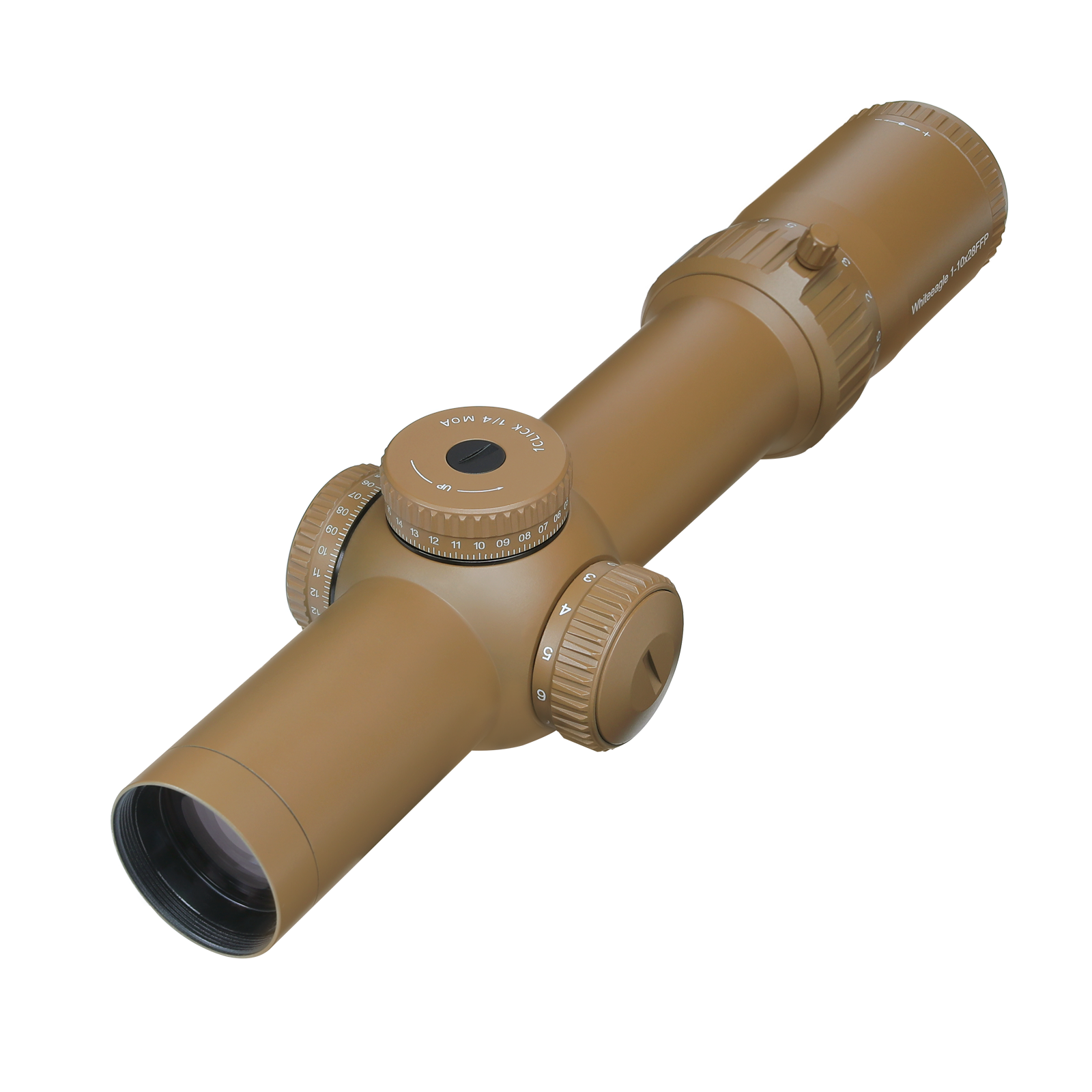 Red Win Whiteeagle 1-10x28 FFP LPVO Scope FDE 34mm Tube 1/4 MOA Motion Sensor