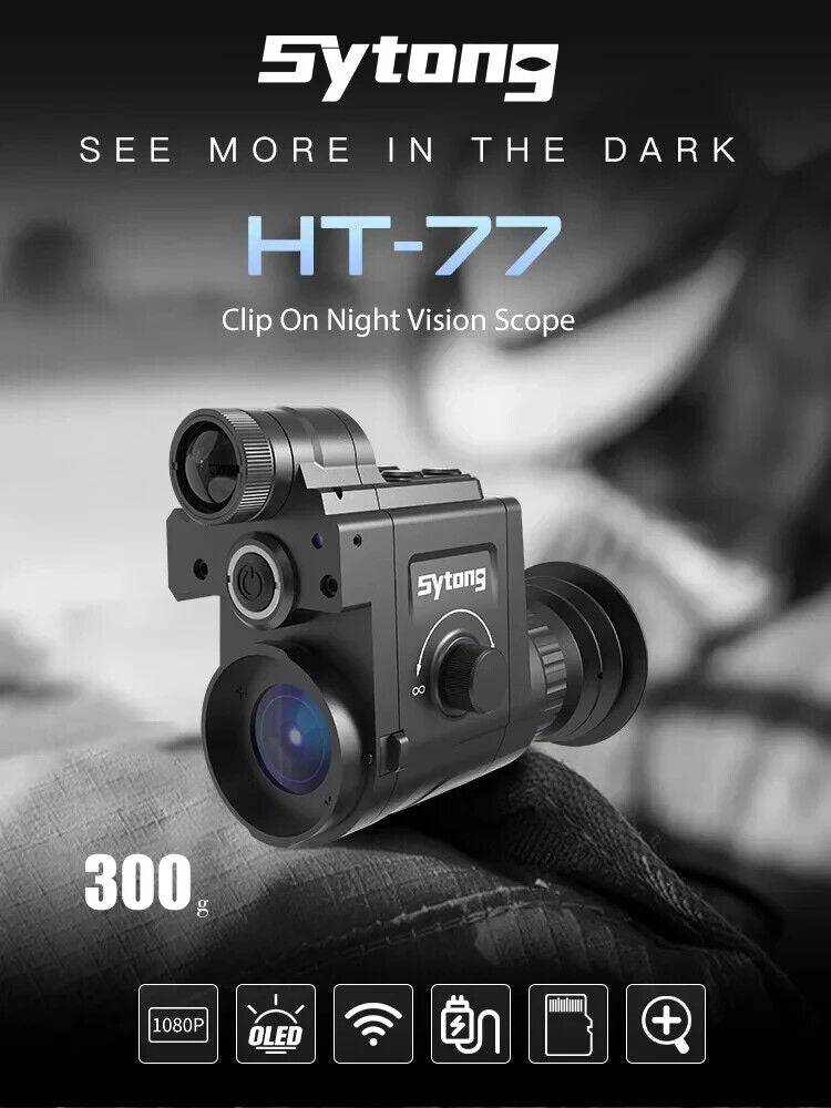 Sytong HT-77 Night Vision Clip-On Scope w/Laser Range Finder & 5MP Sensor-$490.00 - MucItUp - ONLY $490.00