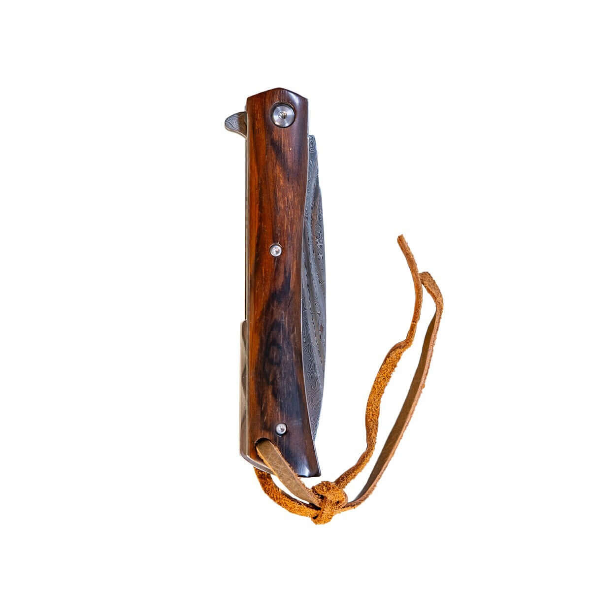Damascus Steel Flipper Knife Wood Handle Liner Lock 3.875" Blade 8.5" EDC - Only $19.99 | Rugged. Ready. MucItUp. - ONLY $19.99