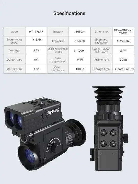 Sytong HT-77 Night Vision Clip-On Scope w/Laser Range Finder & 5MP Sensor-$490.00 - MucItUp - ONLY $490.00