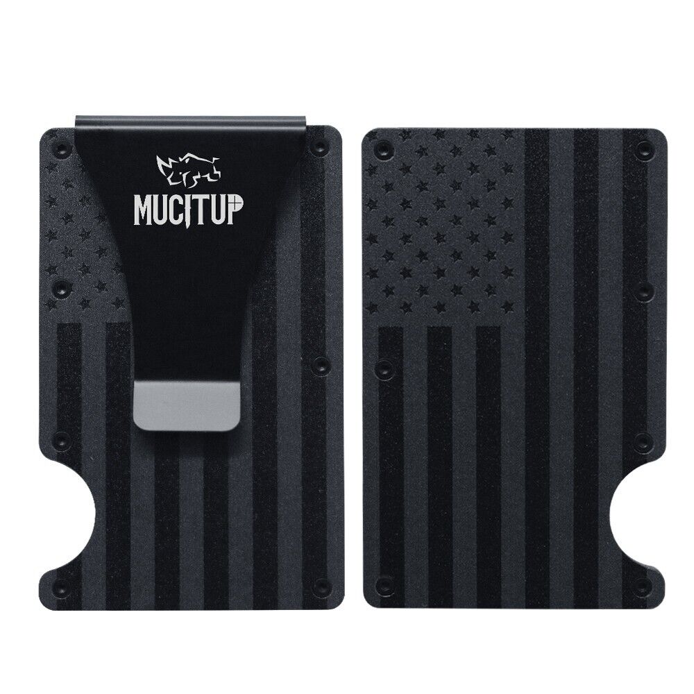 MUCITUP RFID Aluminum Wallet Slim Tactical Minimalist with Flag Design-$22.97 - MucItUp - ONLY $22.97