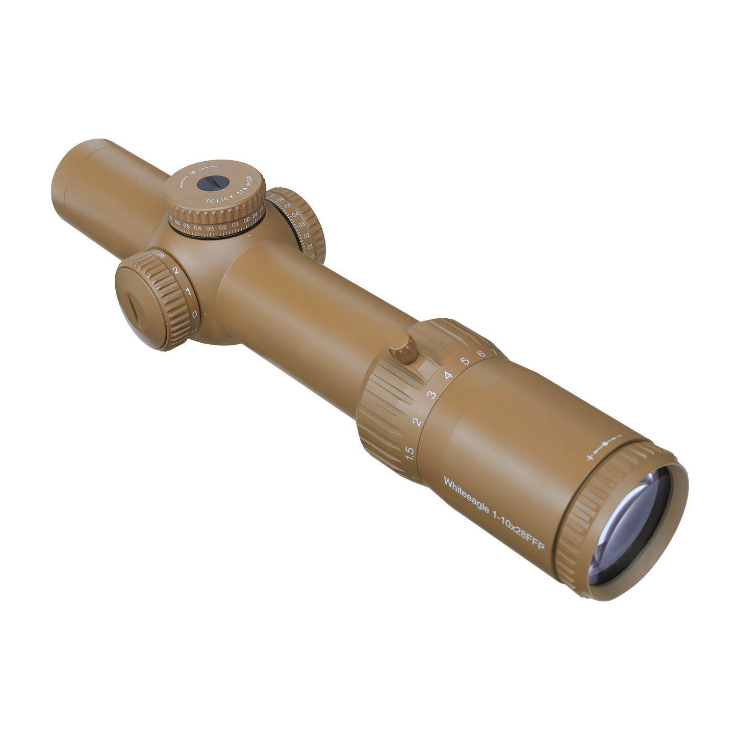 Red Win Whiteeagle 1-10x28 FFP LPVO Scope FDE 34mm Tube 1/4 MOA Motion Sensor