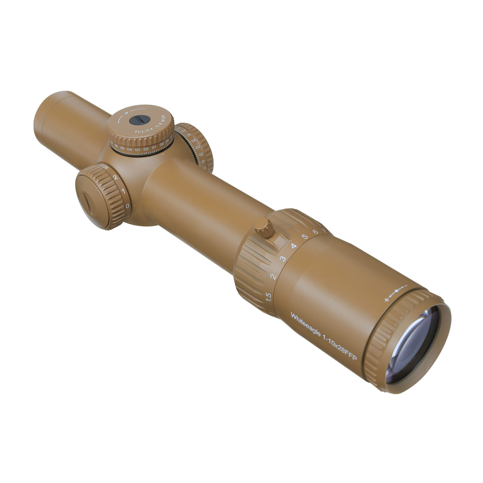 Red Win Whiteeagle 1-10x28 FFP LPVO Scope FDE 34mm Tube 1/4 MOA Motion Sensor