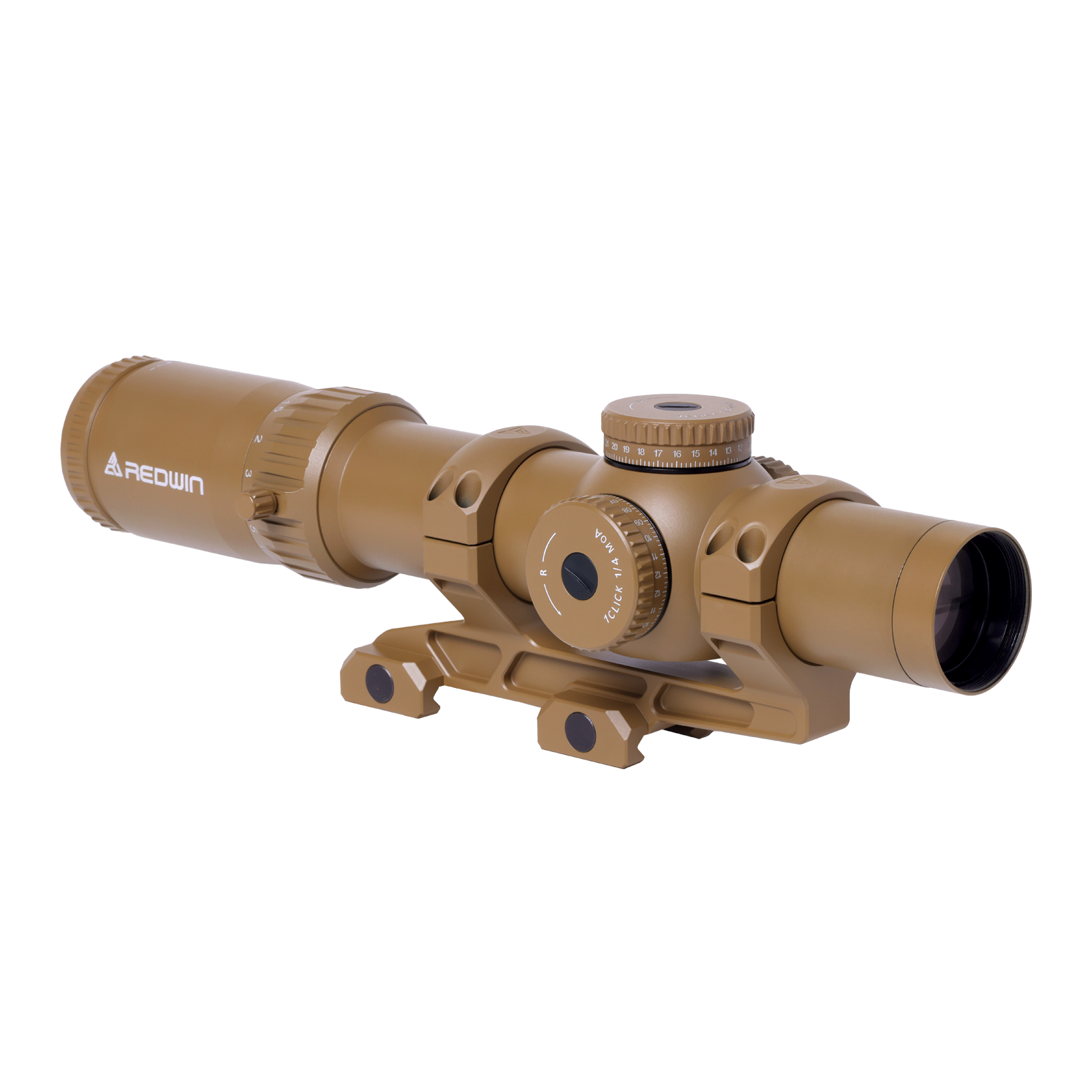 Red Win Whiteeagle 1-10x28 FFP LPVO Scope FDE 34mm Tube 1/4 MOA Motion Sensor