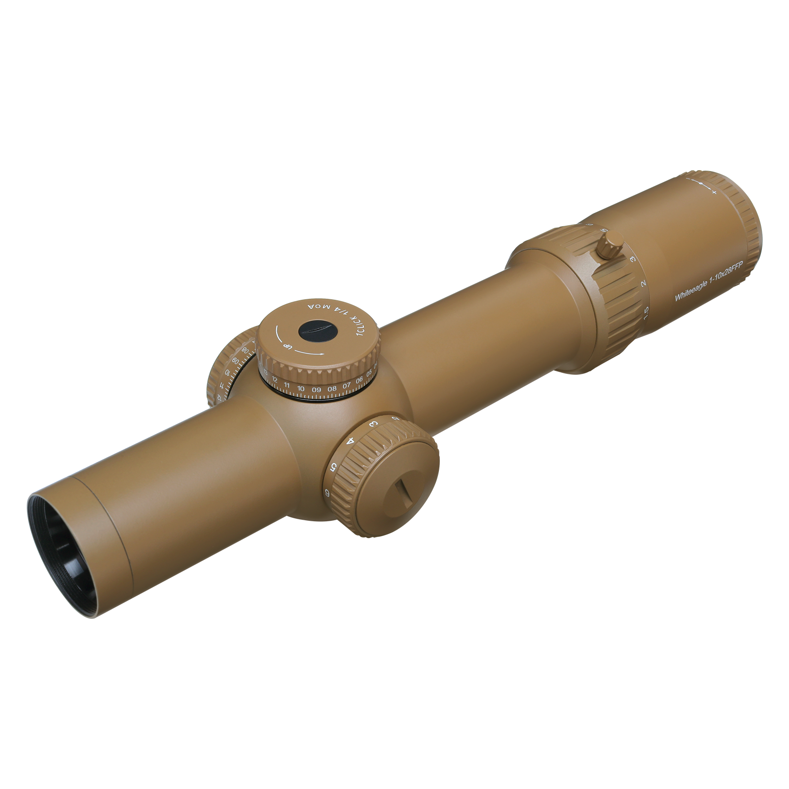 Red Win Whiteeagle 1-10x28 FFP LPVO Scope FDE 34mm Tube 1/4 MOA Motion Sensor