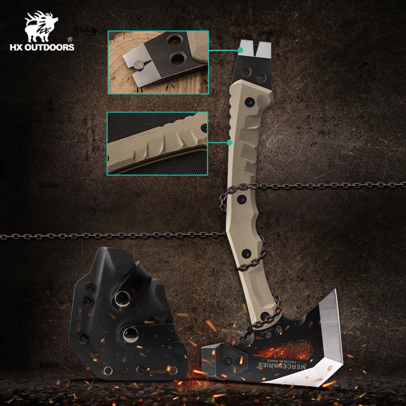 HX Outdoors GUARDIANS Tactical Axe – 440 Stainless Steel | G10 Handle | FT-02-$90.00 - MucItUp - ONLY $90.00