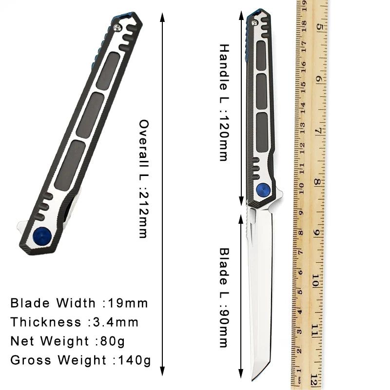 Luxury Folding Knife, M390 Steel Blade, Titanium Handle, Smooth EDC Flipper, 8.35"-$69.97 - MucItUp - ONLY $69.97