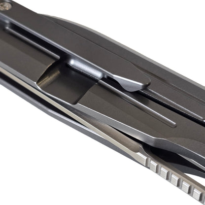 MUCITUP MUCTAC Sentinel Titanium Knife M390 Steel Ceramic Bearing Flipper 3.25"