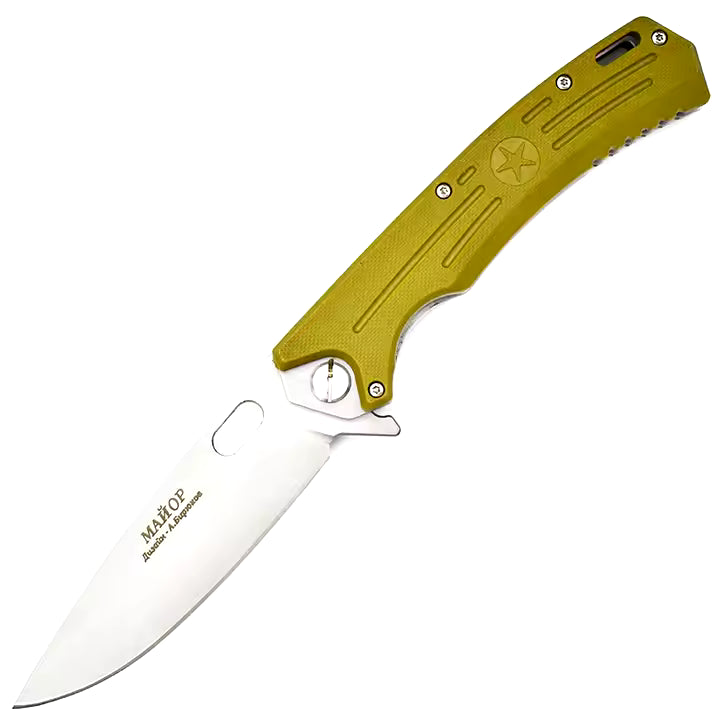 NOKS “Major” Tactical EDC Knife W/Black G10 Handle - D2 Blade, Black Blade
