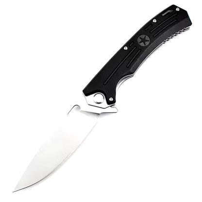 NOKS “Major” Tactical EDC Knife W/Black G10 Handle - D2 Blade, Black Blade