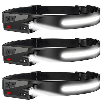 Headlamp USB Rechargeable LED  Waterproof, Motion Sensor Camping/Hiking Light