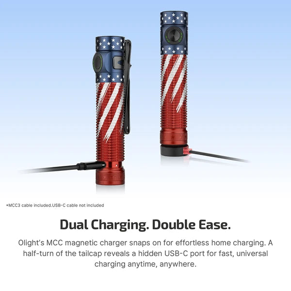 Olight Baton 4 Pro Rechargeable EDC Flashlight – 1600 Lumens – Black & Stars & Stripes