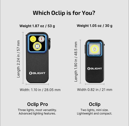 Olight Oclip Pro – Clip Light with Flood, Spot, and Red Modes – Available in 4 Colors