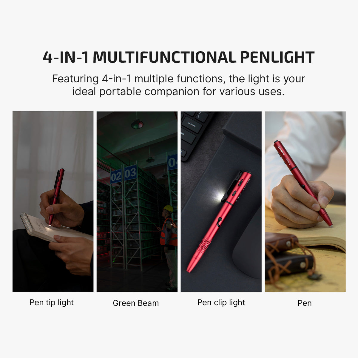 OLIGHT O'Pen 3 4-in-1 Rechargeable Penlight 120LM Green Laser LED Pen