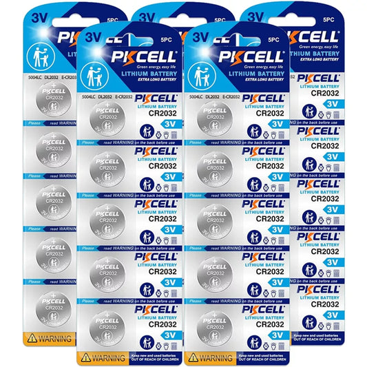 5 cards of 5 CR2032 batteries (25 total)  PKCELL 3V - 5-yr shelf life