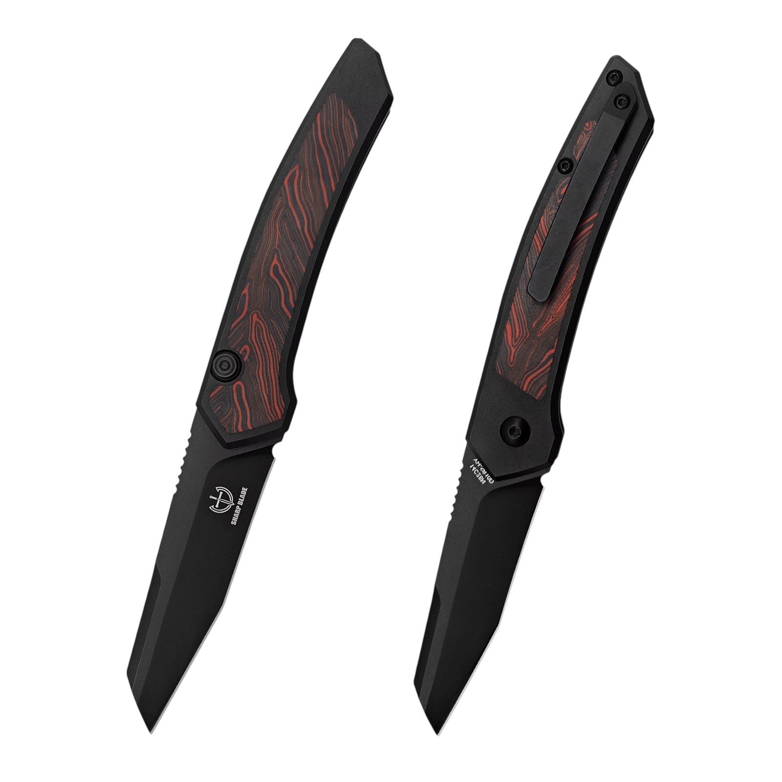 Sharp Blade Viper EDC Folding Knife 9Cr18MoV Black PVD Aluminum Handle