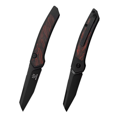 Sharp Blade Viper EDC Folding Knife 9Cr18MoV Black PVD Aluminum Handle