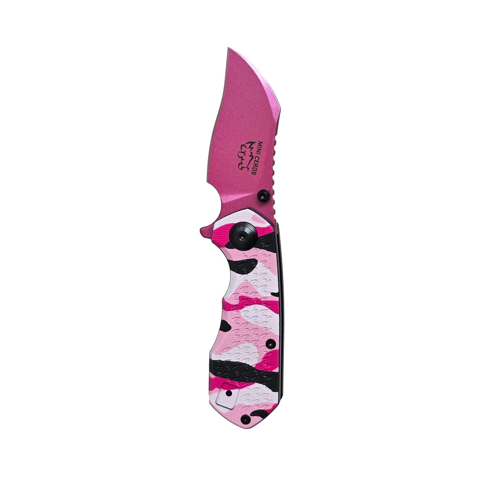 MUCITUP Mini Ceros Pink Camo Folding Knife 9Cr18MoV G10 EDC Black/Pink