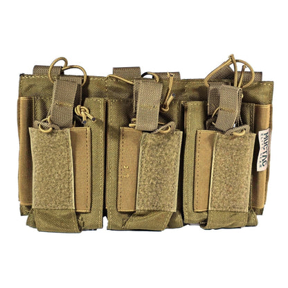 MUCTAC Kangaroo Triple Mag  Pouch – 1000D Nylon, Holds 3 - 5.56 & 9mm Mags - BLK