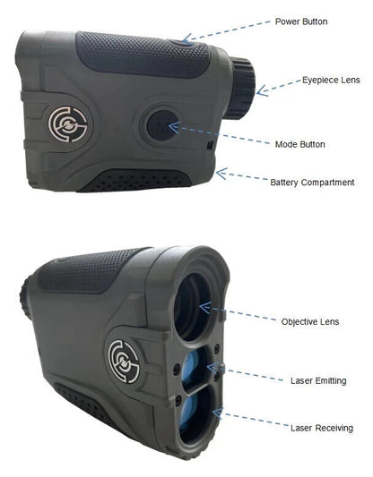 6x21 Laser Rangefinder 6-850 yds Hunting/Golfing, Tilt/Angle, IPX4, Dark Gray