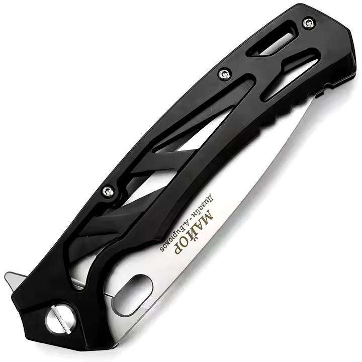 HOKC “Major” Tactical EDC Knife W/Skeletonized Handle - D2 Steel, Black