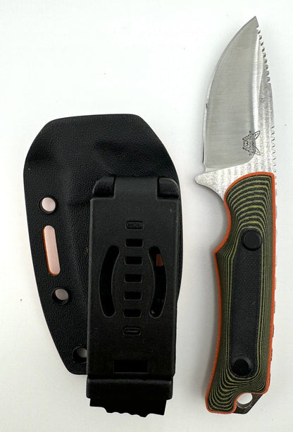 Tactical Fixed Blade Knife - Black/Green Durable Handle with Orange Sheath