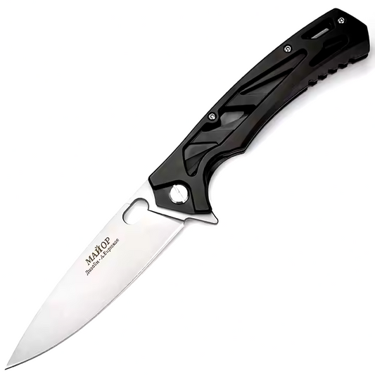 HOKC “Major” Tactical EDC Knife W/Skeletonized Handle - D2 Steel, Black