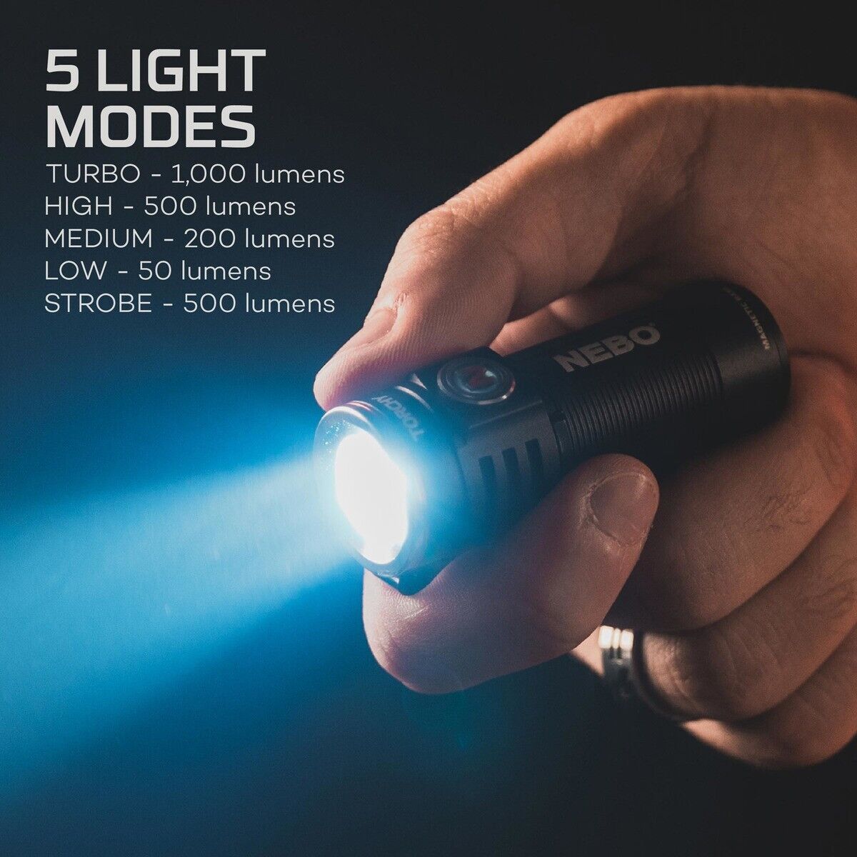 NEBO Torchy 1,000-Lumen Pocket Flashlight, LED Rechargeable Flashlight For EDC,
