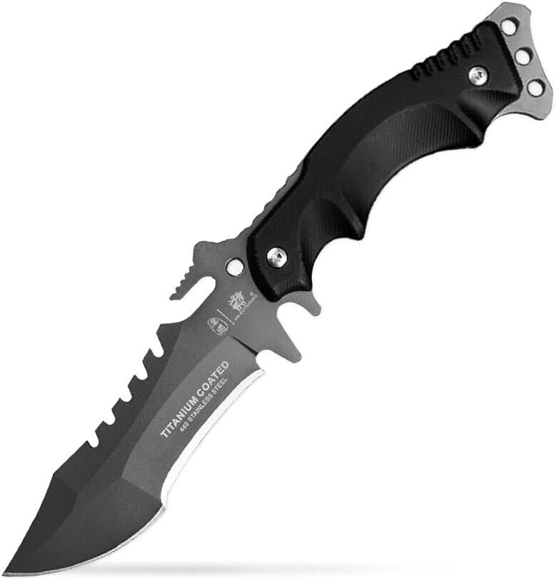 HX Outdoors D-123 Fixed Blade Tactical Knife 440 Steel, G10 Handle, MOLLE Sheath