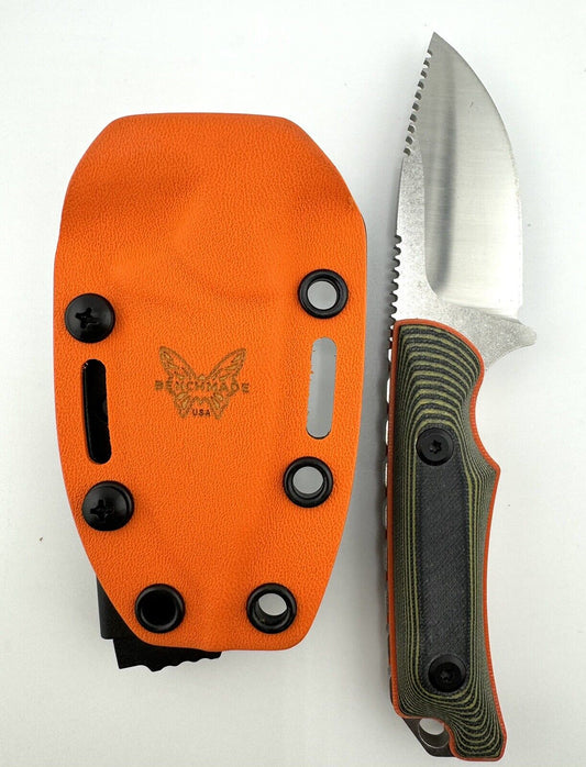 Tactical Fixed Blade Knife - Black/Green Durable Handle with Orange Sheath