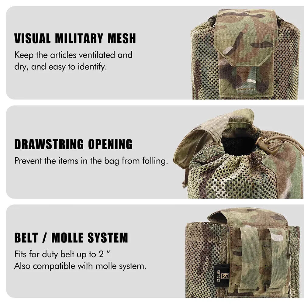 KRYDEX MOLLE Tactical Mesh Dump Pouch Utility Drop Pouch Foldable Recycled Bag