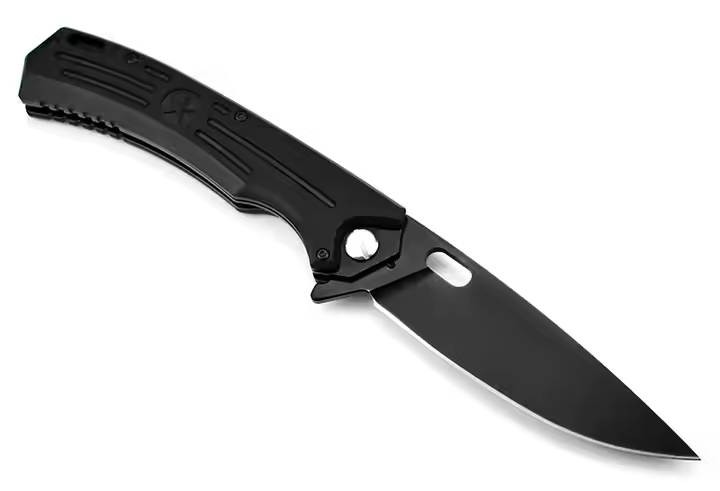 HOKC “Major” Tactical EDC Knife W/Black G10 Handle - D2 Blade, Black Blade