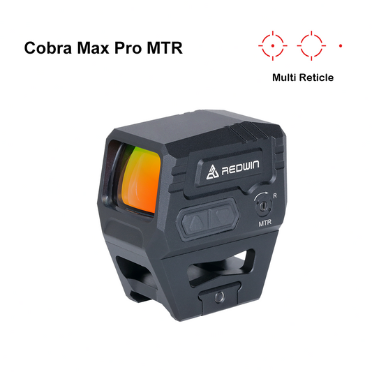 Red Win Cobra Max Pro 29x22 Multi Reticle Red Dot Shake Awake Solar Power BLK