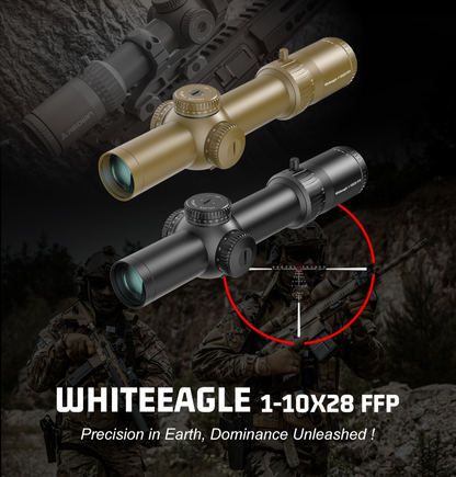Red Win Whiteeagle 1-10x28 FFP LPVO Scope FDE 34mm Tube 1/4 MOA Motion Sensor