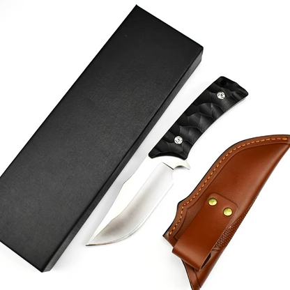 Fixed Blade Knife D2 Steel Rosewood or Ebony Handles - Hunting Leather Sheath