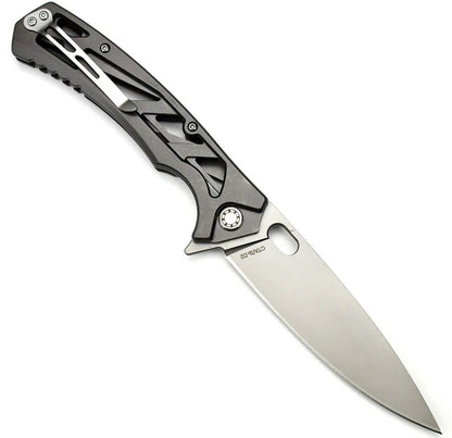 HOKC “Major” Tactical EDC Knife W/Skeletonized Handle - D2 Steel, Titanium Grey