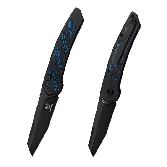 Sharp Blade Viper EDC Folding Knife 9Cr18MoV Black PVD Aluminum Handle