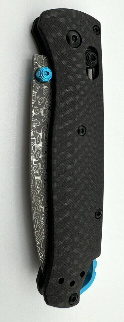 Damascus Folding Knife Carbon Fiber Handle with Pocket Clip - EDC Tactical Blade