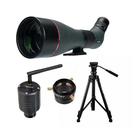 SVBony SA401 25-75x100 Spotting Scope Kit with Tripod, WiFi Camera, and Adapter