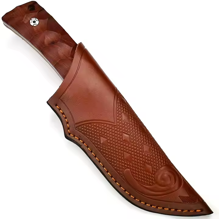 Fixed Blade Knife D2 Steel Rosewood or Ebony Handles - Hunting Leather Sheath