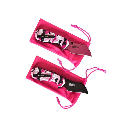 MUCITUP Mini Ceros Pink Camo Folding Knife 9Cr18MoV G10 EDC Black/Pink